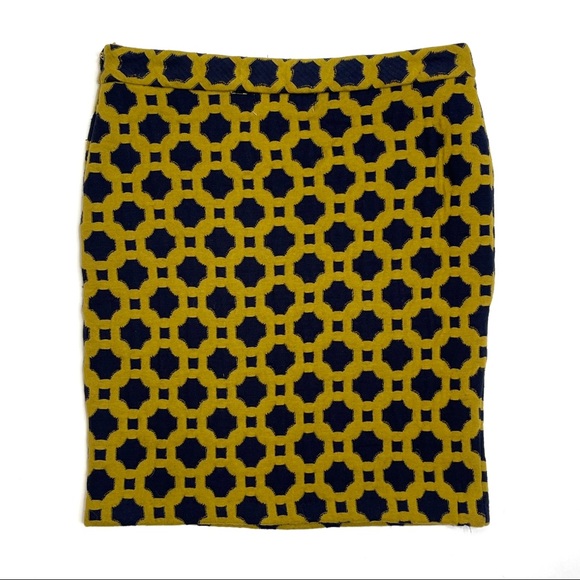 Anthropologie Charlie & Robin Blue & Gold Tile Print Knit Skirt Size 4 - Picture 6 of 13